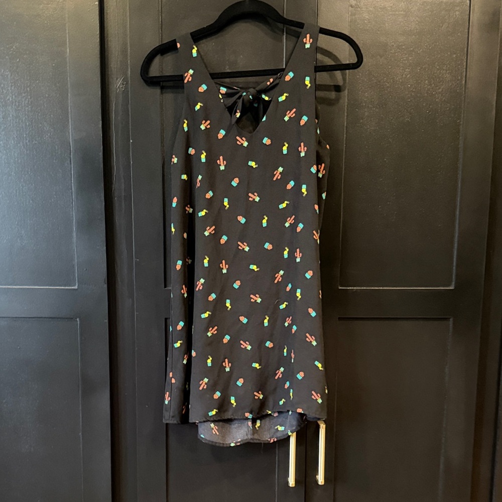 Black Sleeveless Dress with Colorful Print